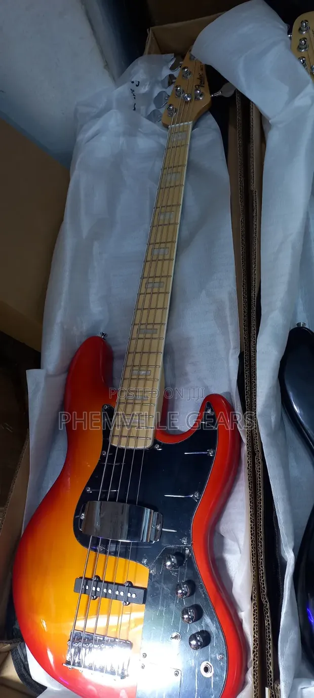 Fender Jazz Bass Guitar (5-String, Red, Brand New) - 1