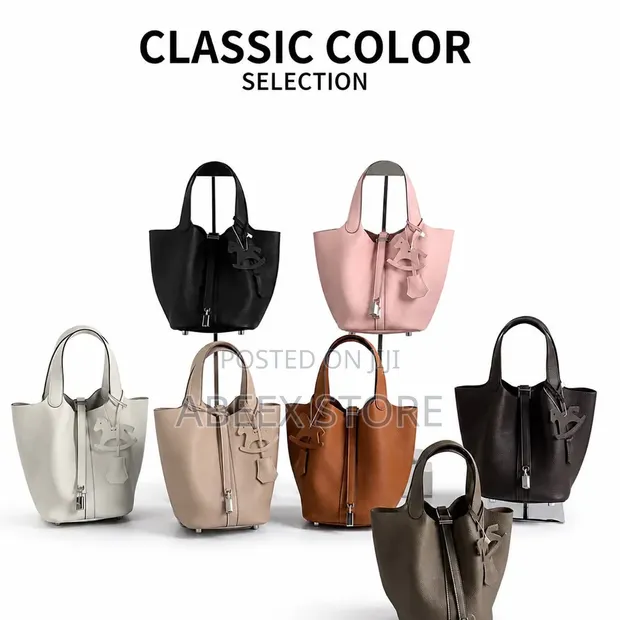 Luxury Leather Hermes Bucket Bag - 1