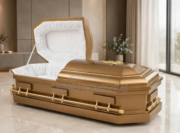 Standard White Casket with Gold Handles - 1