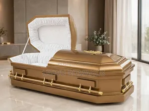 Standard White Casket with Gold Handles
