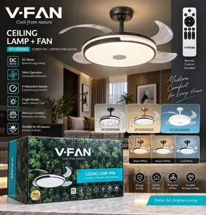 V-Fan Ceiling Fan Da Fitilar LED Da Remote Control