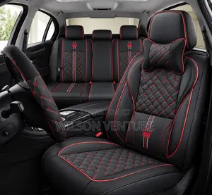 Luxury Crown Car Seat Cover - Black/Red Line