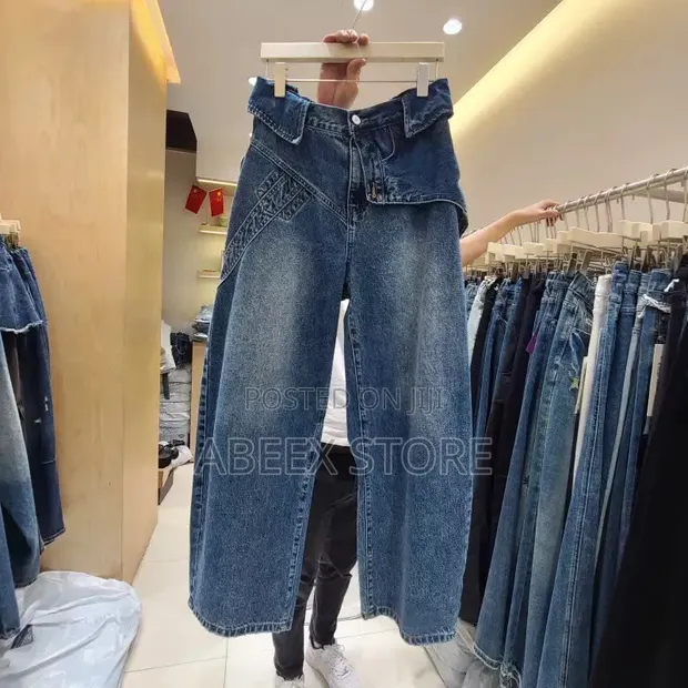 Luxury Statement Deconstructed Layered Barrel Jeans - 1