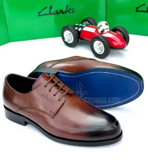 Clarks Burnished Leather Derby Dress Shoes - Brown