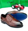 Clarks Burnished Leather Derby Dress Shoes - Brown - 1