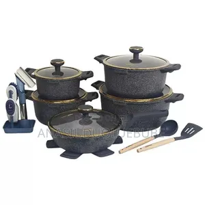 Quality Granite Pot Set (5-Piece) with Glass Covers