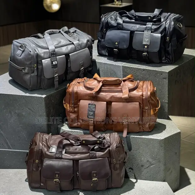 Genuine Leather Travel Bag - Gucci & Louis Vuitton Style - 1
