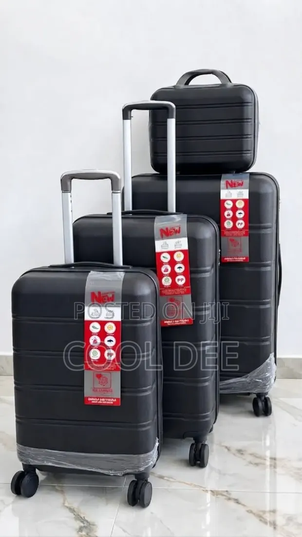 Unbreakable Rubber Luggage Boxes Set (4-Piece) - Black - 1