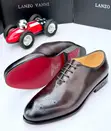 Lanzo Vanni Brogue Leather Oxford Shoes - Dark Brown - 1
