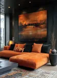 Black and Copper Abstract Canvas Art - 2