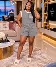 Striped Tank and Shorts Lounge Set - 4