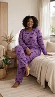 Cozy Heart Plus Size Lounge Set - Purple - 1