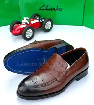 Clarks Brogue Leather Penny Loafers - Brown