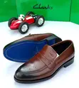 Clarks Brogue Leather Penny Loafers - Brown - 1