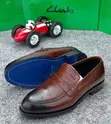 Clarks Brogue Leather Penny Loafers - Brown - 2
