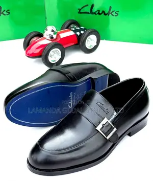 Clarks Single Monk Strap Dress Shoes - Black Leather