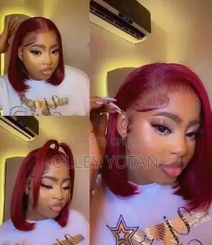 Full Frontal Human Hair Bob Wig - Burgundy