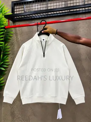 Premium White Half-Zip Sweat Top