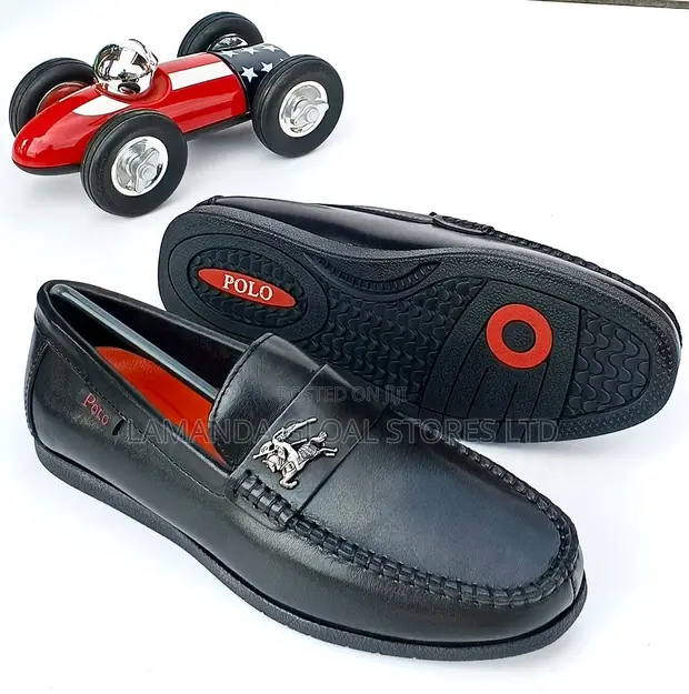 Polo Leather Horsebit Driving Loafers - Black - 1