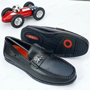 Polo Leather Horsebit Driving Loafers - Black