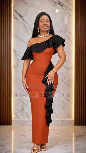 Orange and Black Casual Dress