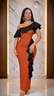 Orange and Black Casual Dress - 1