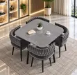 Luxury 4-Seater Dining Table Set - Modern Velvet Chairs - 1