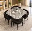 Luxury 4-Seater Dining Table Set - Modern Velvet Chairs - 2