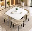 Luxury 4-Seater Dining Table Set - Modern Velvet Chairs - 3