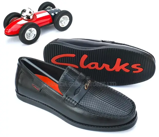 Clarks Perforated Leather Driving Loafers - Black - 1