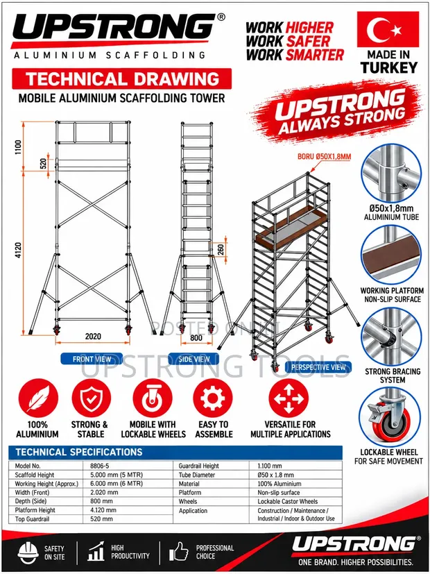 Upstrong Aluminium Mobile Scaffold Ladder - 1