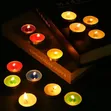 Portable Tea Candle Lights - 10 Pack Unique Colors - 3
