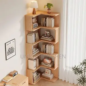 5 Tier Wooden Corner Bookcase - Home Interior