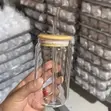 500ml Tall Glass with Bamboo Lid and Straw - 1