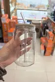 500ml Tall Glass with Bamboo Lid and Straw - 3