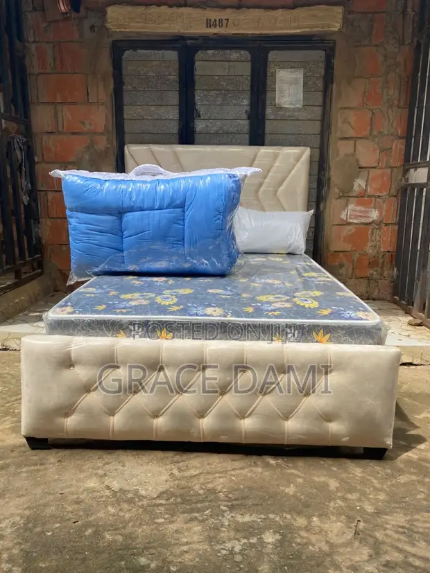 4x6 8" Foreign Orthopedic Mattress + Bed Frame + Pillows - 1