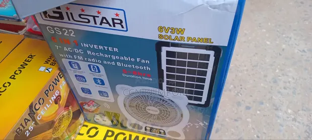 Gilstar 7-Inch 6-in-1 Solar Table Fan with Bluetooth & Radio - 1