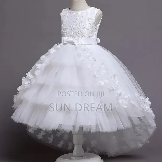 White Bridal Kids Party Dress Gown - 1