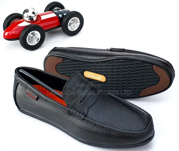Clarks Pebbled Leather Penny Loafers - Black - 1