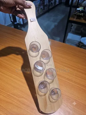 Wooden Tequila Shot Paddle Board with 6 Shot Glasses