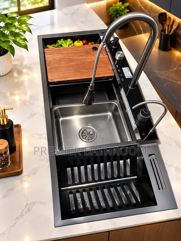 Luxury Kitchen Sink with Plate Rack - Brand New - 1