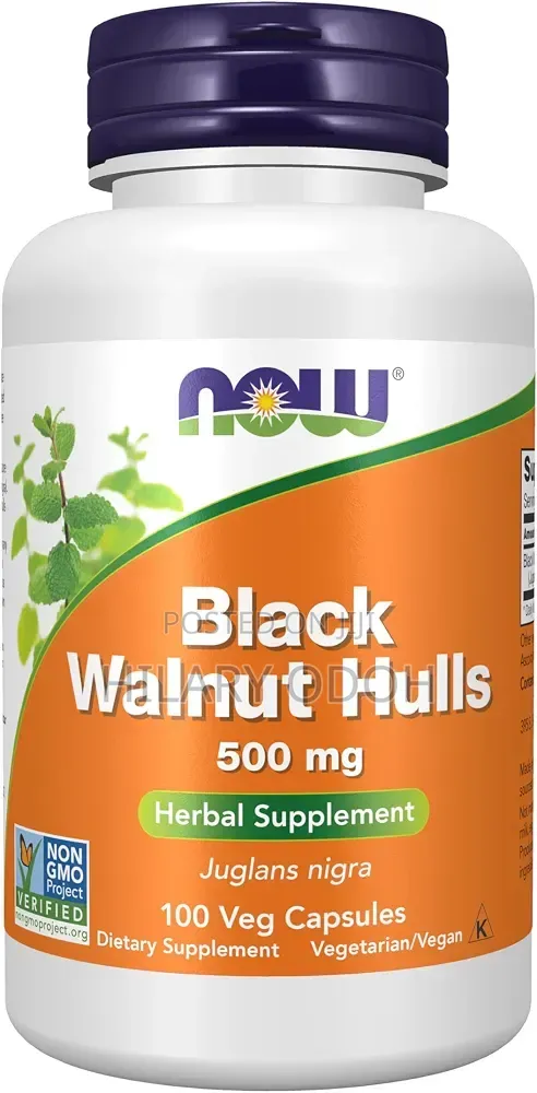 NOW Black Walnut Hulls 500mg, 100 Veg Capsules - 1