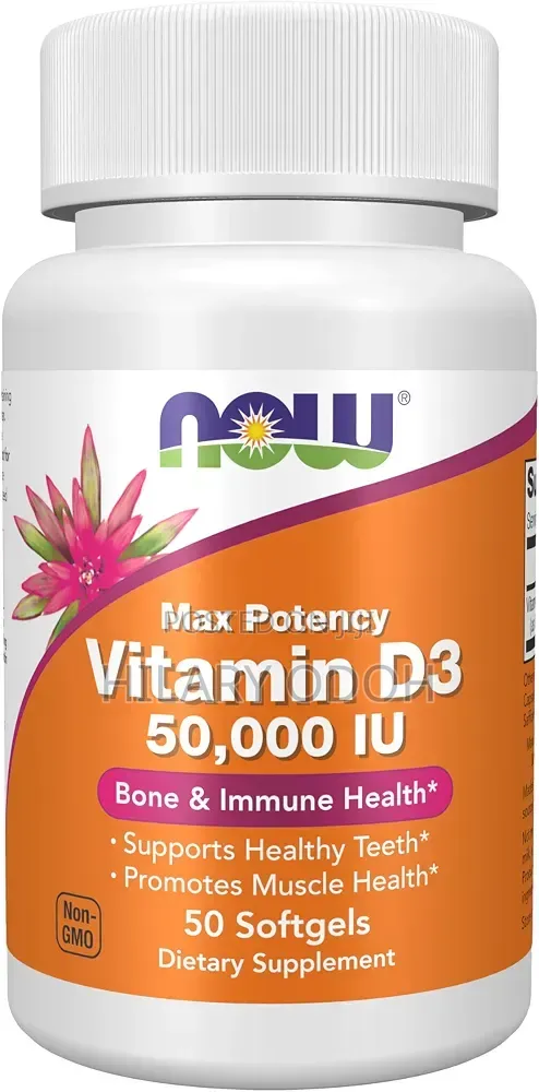 NOW Supplements Vitamin D3 50,000 IU, 50 Softgels - 1