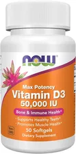 NOW Supplements Vitamin D3 50,000 IU, 50 Softgels - 1