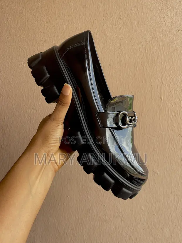 Black Patent Chunky Loafers - Size 42 - 1