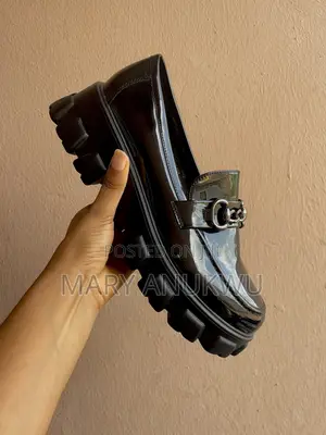 Black Patent Chunky Loafers - Size 42