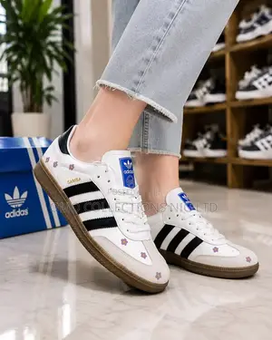Adidas Samba Men's White Leather Lace-Up Sneakers - Boxed