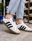 Adidas Samba Men's White Leather Lace-Up Sneakers - Boxed - 3