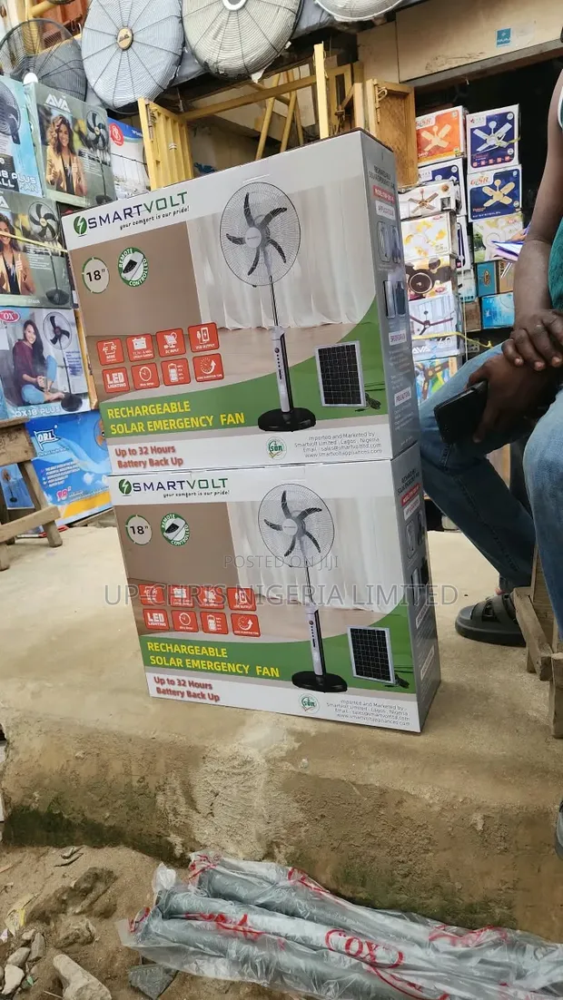Smart Rechargeable Solar Standing Fan (18-inch) - 1