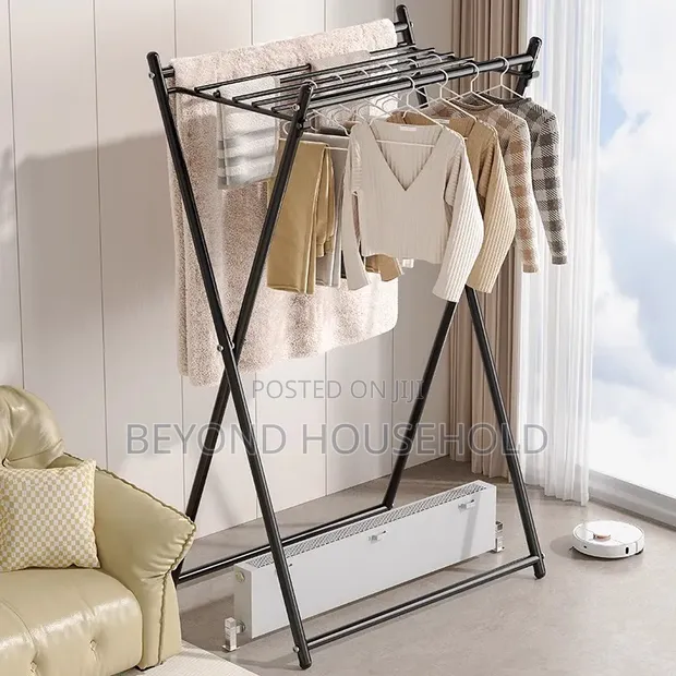 Heavy-Duty Foldable X-Type Clothes Drying Rack - 1